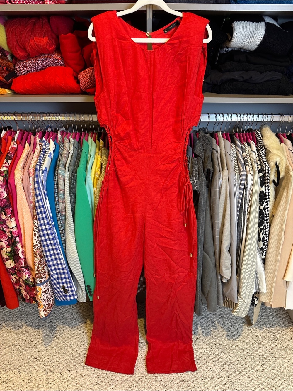VIX Paula Hermanny Carina red side cut out sleeveless jumpsuit size 4 NWT